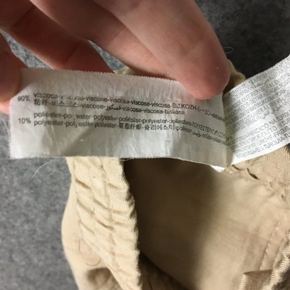 Zara Jogger Pants S Khaki Cargo Drawstring Tapered High Rise Casual Relaxed Tan - Picture 14 of 16